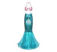 Sinleey Déguisement Sirène Femme Adulte Costume Halloween Jupe Queue de Sirène avec Soutien-gorge Crop Top Tenue Carnaval Type G M