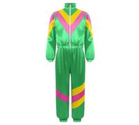 Sinleey Ensemble Costume Années 80 90 Rétro Enfant Fille Garçon Survêtement Disco Danse Gym Sport pour Halloween Carnaval Vert 9-10 ans