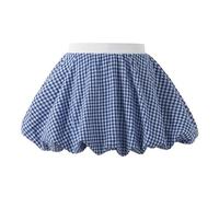 Sinleey Fille Culotte Bulle pour Enfants Jupe Évasée Jupe Short Plissée Bourgeon Culotte Shorts pour Filles De Sport D’École Plissée Bleu Blanc 15-18 Ans
