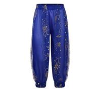 Sinleey Pantalon Danse du Ventre Danse Orientale pour Fille Enfant Pantalon Indien Sarouel Belly Dance Bleu 11-12 Ans