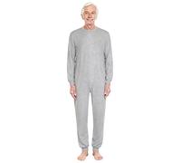 Sinleey Pyjama Grenouillère Homme Femme Fermeture Derrière Manches Longues Combinaison de Soin pour Personne Agée Alzheimer Gris L