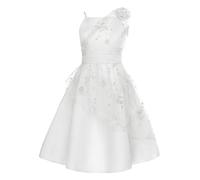 Sinleey Robe Mariage Fille Enfant Robe Demoiselle d'honneur Soirée Cérémonie Princesse Ivoire 7-8 Ans