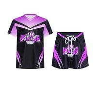 Sinleey Unisexe Enfant Tenue Muay Thai Kick Boxing Short de Boxe et T-shirt pour Garçon Fille Entraînement Compétition Violet 7-8 ans