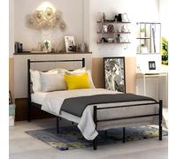 sinlikon Ensemble Sommier et Matelas 90x190CM Epaisseur 14CM avec Couette Oreiller,Cadre de Lit Tete Metal,2 Colis,Assemblage Requis (90x190CM)