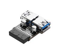 SinLoon Adaptateur USB 3.0 pour panneau avant USB 3.0 19/20 broches vers double USB A pour carte mère USB 3.0 19 broches femelle vers double USB type A femelle