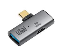 SinLoon Adaptateur USB C vers USB 3.2 10 Gbit/s Type-C vers USB A Femelle OTG et Adaptateur d'alimentation PD 100 W pour Ordinateur Portable, Tablette, téléphone - Gris