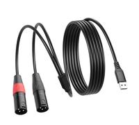 SinLoon Câble Audio USB-A Mâle vers Double XLR Mâle avec Puce DAC 32Bit/384Khz Câble de Connexion Audio Stéréo pour Ordinateur Système Audio Amplificateur de Puissance 2 M