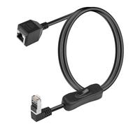 SinLoon Câble Ethernet Cat6 à 90 degrés avec interrupteur marche/arrêt, câble d'extension RJ45 à angle droit mâle vers femelle avec commutateur 304 câble réseau Internet Cat6, 1 m (vers le bas mâle
