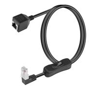 SinLoon Câble Ethernet Cat6 à 90 degrés avec interrupteur marche/arrêt Câble d'extension RJ45 mâle à femelle à angle droit haute vitesse avec commutateur 304 Câble réseau Internet Cat6, 1 m