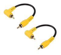SinLoon Câble RCA Court, Lot de 2 Câbles Audio Stéréo RCA Mâle à Mâle à 90 degrés, Plaqué Or Compatible avec Haut-Parleur, AMP, Platine Vinyle, Récepteur(15 cm Male to Male)