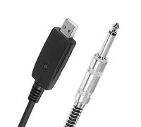 SinLoon Câble USB vers prise jack de guitare USB vers 6,35 mm, interface de guitare de 3 m, câble audio de studio, connecteur d'ordinateur, adaptateur pour instruments, enregistrement et chant