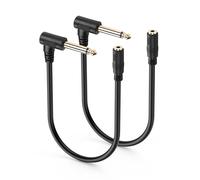 SinLoon Lot de 2 câbles audio mono mâle vers femelle stéréo de 3,5 mm - 2 adaptateurs TS vers TRS avec revêtement doré et blindage pour guitare, microphone, table de mixage - 0,3 m