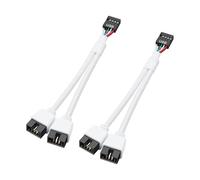 SinLoon Lot de 2 cartes mères USB 2.0 9 broches répartiteur d'en-tête 9 broches USB 2.0 femelle vers double 9 broches mâle câble d'extension en nylon tressé (Blanc)