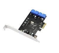 SINLOON PCI Express vers double carte USB 3.0 19 broches PCI-e vers adaptateur de ports mâles internes 20 broches pour PC (19 broches)