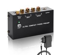 SinLoon PP400P Préamplificateur Phono Professionnel Double Sortie (RCA et ¼ Pouce) avec borne à Terre et Interrupteur d'alimentation, amplificateur phonographe Plateau tournant à Faible Bruit (Noir)