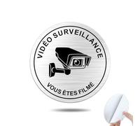 SINMAO Autocollant Souriez Vous Êtes Filmés Métal Ø100mm Panneau de Signalisation de Video Surveillance Aluminium Brossé