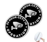SINMAO CCTV Panneau de Surveillance 24 Heures Autocollant en Aluminium brossé Petit Rond Dia-10 cm étanche pour la Maison intérieure extérieure Voitures etc. Lot de 2