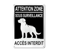 SINMAO Panneau Attention Site Sous Video Surveillance 18x25cm Aluminium Brossé Avec Trous Pré-percés Acces Interdit Panneau Noir x1