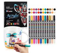Sinmoe 12 Pcs 24 Couleurs Feutres Stylos de Peinture à Double Tête en Céramique pour Tasses en Poterie Stylos Rupestre Marqueurs à Peinture pour Bois Métal Cadeau Saint-Valentin