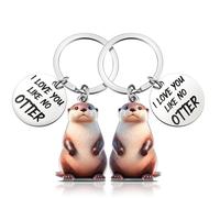 Sinmoe 2 Cadeau Couple Porte Clef Couple Porte-Clés Pingouin Loutre Tortue Éléphant Cadeau Romantique de Saint-Valentin pour Amoureux Petite Amie Petit Ami Partenaire Anniversaire Mariage