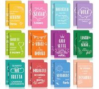 Sinmoe 24 Mini Cahiers de Poche avec Phrases de Motivation en Italien Petits Cahiers d'Inspiration Cadeau de Remise de Diplôme pour Étudiants Élèves École Cadeaux de Remerciement Collègues(Élégant)