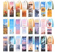 Sinmoe 24 Pcs Marque-Pages avec Citations de Motivation en Italien Marque-Page Inspirant avec Gland Marque-Pages en Papier Coloré Cadeau de Remerciment pour Collègues Anniversaire(Paysage)