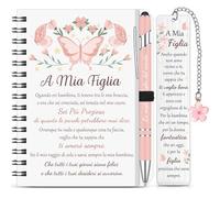 Sinmoe 3 Pièces Cadeau pour Fille Carnet à Spirale Marque-Page en Métal Stylo à Bille Cadeau de Maman et Papa pour Fille pour un Anniversaire, Noël, une Remise de Diplôme, la Rentrée Scolaire