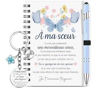 Sinmoe 3 Pièces Cadeau Soeur Cadeaux Meilleur Amis Original Cahier à Spirale Super Sœur Stylo Bille Porte Clef Amis Cadeau Remerciement Amitié Femme pour Noël Anniversaire Graduation