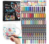 Sinmoe 36 Pcs 72 Couleurs Marqueurs à Double Tête, à Base d'Eau, pour Céramique, Porcelaine, Verre, Pierre, Bois, Métal, Tissu - Fournitures de Noël pour Artisanat