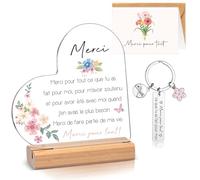 Sinmoe 4 Pièces Cadeau Maitresse d'École Cadeau Merci Maitresse Fin d’Annee Professeur Atsem Maitre Plaque Acrylique Porte-Clés Carte Enveloppe Merci pour Tout Adieu pour Collègue Enseignants