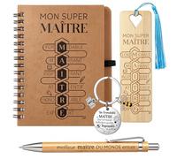 Sinmoe 4 Pièces Cadeau Merci Maître Professeur Enseignant, Cahier A6