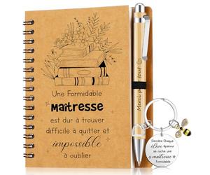 Sinmoe Cadeau Maîtresse d'École Carnet Stylo Porte-clés Fin d'Année | Set Carnet, Stylo, Porte-clés, Pour Maîtresse Maternelle, Professeur, Enseignante, ATSEM, Fin d'Année Scolaire