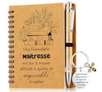 Sinmoe Cadeau Maîtresse d'École, Set Carnet Stylo Porte-clés, Cadeau Merci Maîtresse Maternelle Professeur Enseignante ATSEM, Fin d'Année Scolaire