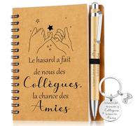 Sinmoe Coffret Cadeau Adieu Collègue, Amies collègues | Stylo en Bois, Carnet de Notes, Porte-Clés, Cadeau Retraite Départ Travail