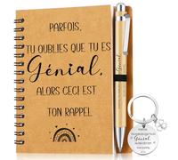 Sinmoe Coffret Cadeau Adieu Collègue, tu es génial | Stylo en Bois, Carnet de Notes, Porte-Clés, Cadeau Retraite Départ Travail