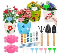 Sinmoe Lot de 4 Kit de Peinture pour Pot de Fleurs en Céramique à Faire Soi-Même miniensemble d'Outils de Jardin Peignez Votre Propre Pot en Céramique Cadeaux pour Les Producteurs de Fleurs