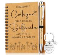 Sinmoe Set de Cadeaux Collègues de Travail Porte-Clés pour Collègues Stylo à Bille en Bois pour Collègue Carnet de Notes Cadeau de Retraite Cadeau d’Appréciation des Employés(FORMIDABLE collègue)