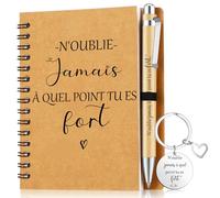 Sinmoe Set de Cadeaux Collègues de Travail Porte-Clés pour Collègues Stylo à Bille en Bois pour Collègue Carnet de Notes Cadeau de Retraite Cadeau d’Appréciation des Employés (N'oublie jamais)