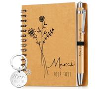 Sinmoe Set de Cadeaux Collègues de Travail Porte-Clés pour Collègues Stylo à Bille en Bois pour Collègue Carnet de Notes Cadeau de Retraite Cadeau d’Appréciation des Employés(Merci pour tout)