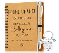 Sinmoe Set de Cadeaux Collègues de Travail Porte-Clés pour Collègues Stylo à Bille en Bois pour Collègue Carnet de Notes Cadeau de Retraite Cadeau d’Appréciation des Employés(MEILLEURS COLLÈGUES)