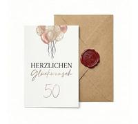 Sinnblatt Carte d'anniversaire 50 ans avec enveloppe pour une célébration élégante - Cadeaux élégants pour un 50e anniversaire pour hommes et femmes - Motif ballons élégants - Carte de vœux comme