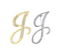 SINNKY 26 broches en forme de lettre initiale de A à Z pour femme, épingles à nourrice en cristal transparent et strass pour cadeaux, 2IN, Métal, Cristal transparent