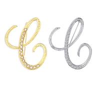 SINNKY 26 broches en forme de lettre initiale de A à Z pour femme, épingles à nourrice en cristal transparent et strass pour cadeaux, 2IN, Métal, Cristal transparent