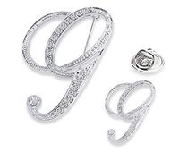 SINNKY Broche initiale A-Z pour femme, épingles à nourrice argentées en cristal transparent avec strass, 2 tailles/paquet, Métal, Cristal transparent