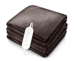 sinnlein® Chauffe-lit Surmatelas Chauffant | 160 x 120 cm | Marron | Couverture Électrique avec Arrêt Automatique | 9 Niveaux de Température | Affichage Digital