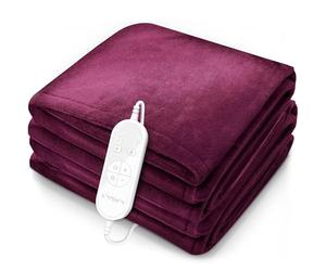 sinnlein® Chauffe-lit Surmatelas Chauffant | 200 x 180 cm | Bordeaux | Certifié au Standard TÜV SÜD GS | Couverture Électrique avec Arrêt Automatique | 9 Niveaux de Température | Affichage Digital