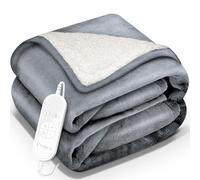 sinnlein® Couverture chauffante avec arrêt automatique, certifiée TÜV SÜD GS | Couverture électrique avec 9 niveaux de température | Couverture douillette lavable, 200x180cm, Gris Clair