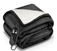 sinnlein® Couverture chauffante avec arrêt Automatique, certifiée TÜV SÜD GS | Couverture électrique avec 9 Niveaux de température | Couverture Douillette Lavable, 160x120cm, Noir