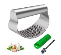 Sinnsally Presse ail Manuel en Acier Inoxydable Professionnel,Découpe Ecrase ail,Garlic Press Rocker Crusher,Hachoir Ail pour Broyer et Éplucher,Concasseur à ail avec Outil Éplucheur en silicone