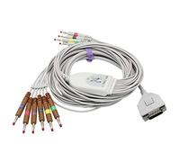 Sino-K Câble compatible Fukuda Me KP-500/KP-500D EKG 10 fils 15 broches connecteur banane IEC 4 mm homologué CE/FDA